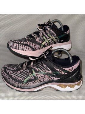 ASICS Gel-Kayano 27 Black Ginger Peach Athletic Running Shoes Womens Size 9.5